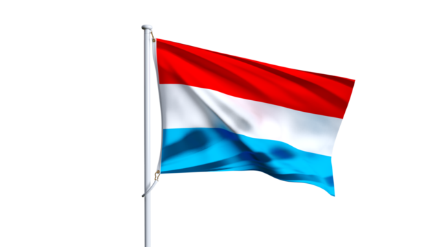 Waving flag of luxembourg isolated on transparent background.