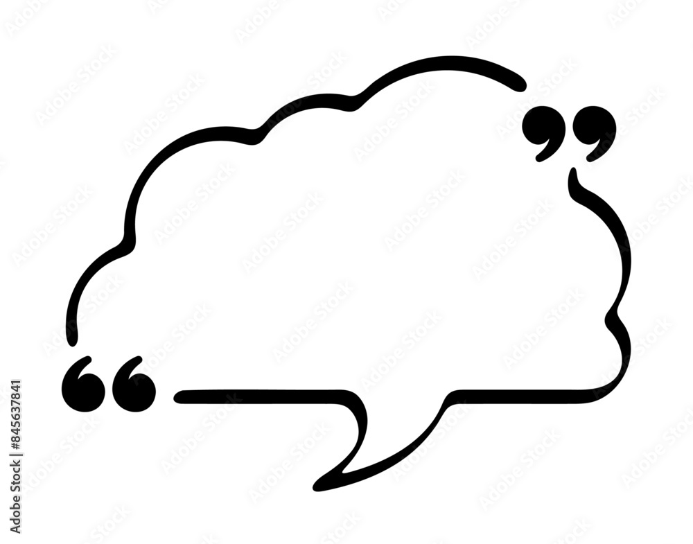 Poster cloud shaped speech bubble with quotation marks