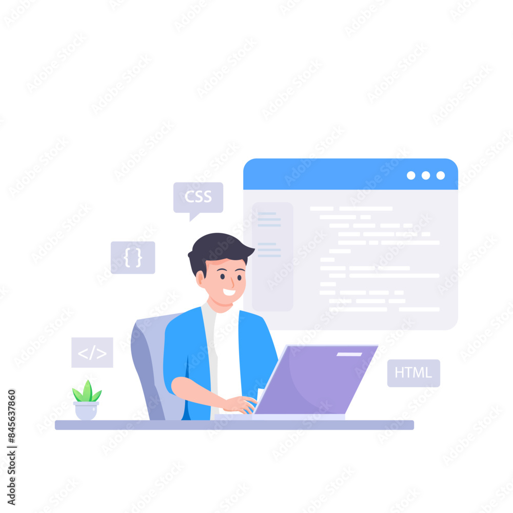 Poster web development modern flat design vector concept.