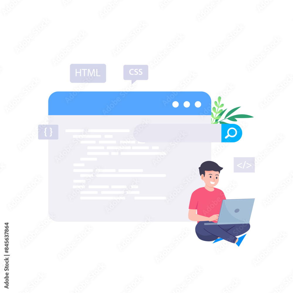Poster web development modern flat design vector concept.