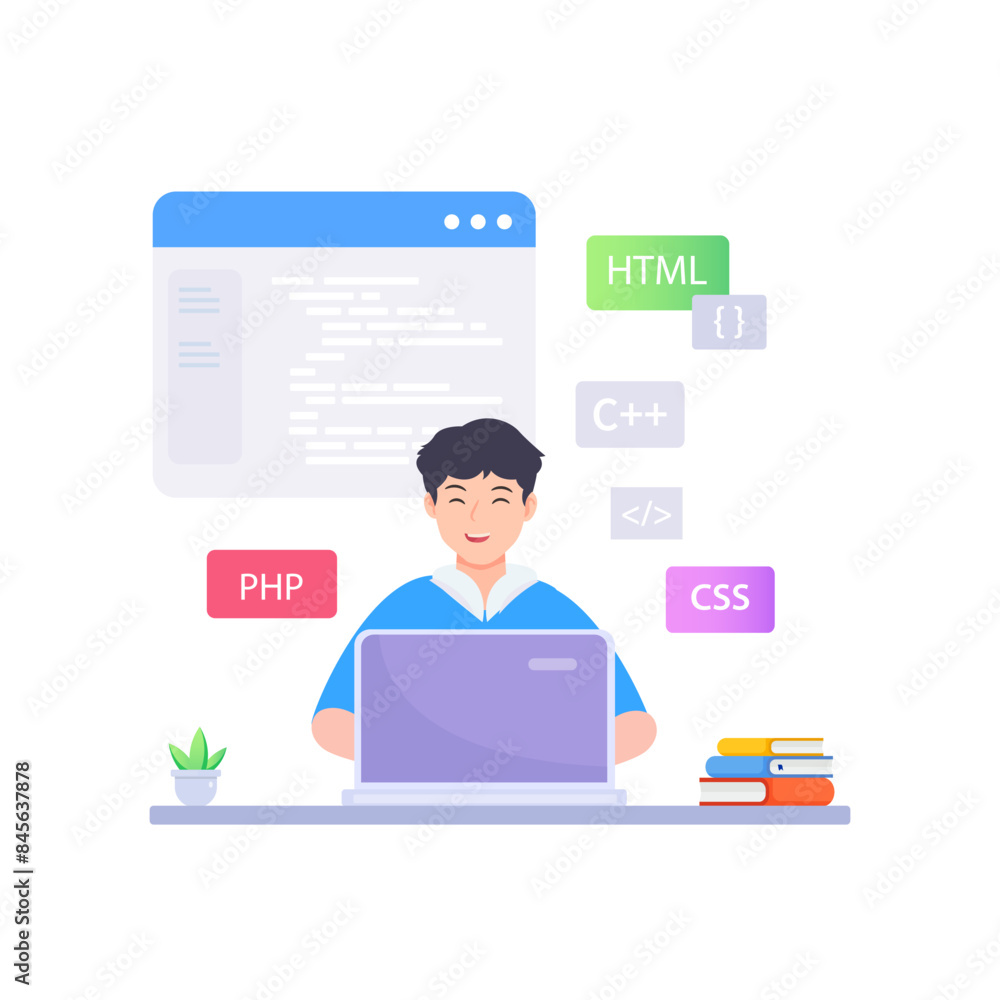 Poster web development modern flat design vector concept.