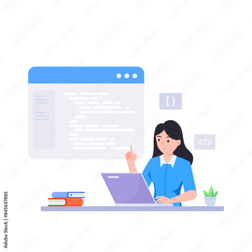 Poster web development modern flat design vector concept.