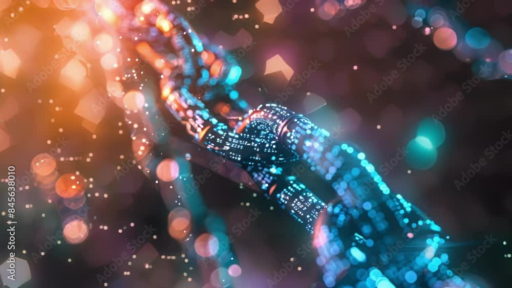 Poster a figure being pulled in opposite directions by two contrasting streams of crypto symbols representi