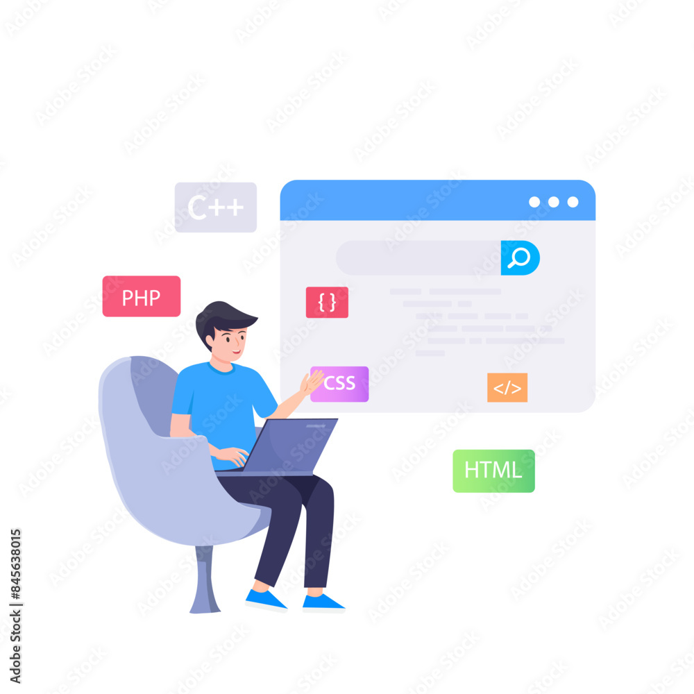Poster web development modern flat design vector concept.