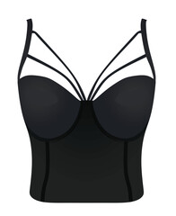 Women black corset . vector illustration