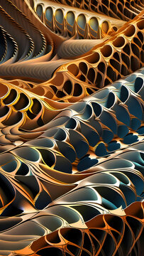 Abstract Digital Landscape With Golden And Blue Hues