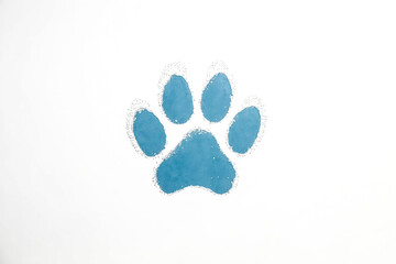 Blue Paw Print on White Background