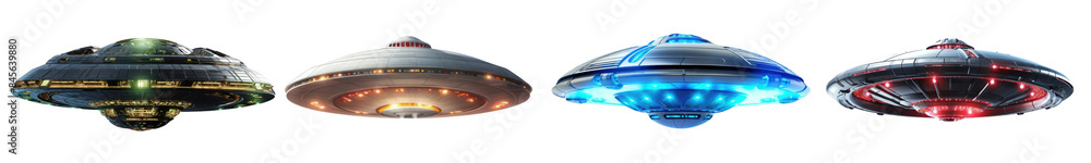 Poster ufo png element set on transparent background