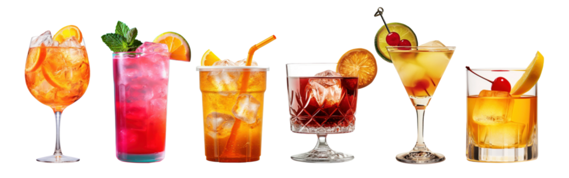 Glass of whiskey png element set on transparent background