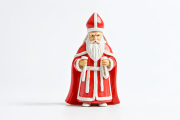 Saint Nicholas Figurine on White Background