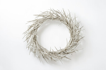 Fototapeta premium Dried Grass Wreath on White Background