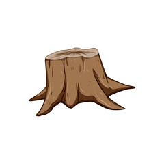 circle stump cartoon. wooden ring, removal log, bark texture circle stump sign. isolated symbol vector illustration