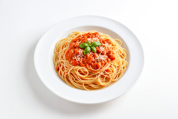 Spaghetti with Tomato Sauce, Basil, and Parmesan Cheese