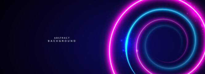 Abstract futuristic background with circular glowing lines. Vector illustration.