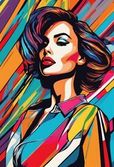 Illustration of a woman standing confidently, pop art style