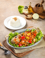 delicious food served on a hotplate