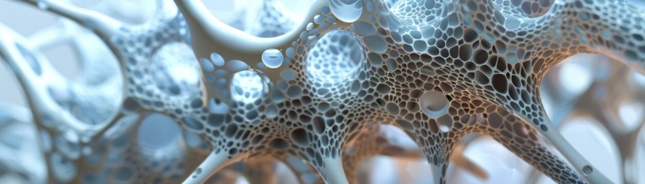 161 Microscopic view of alien organic biomaterial fibrous structure 3D