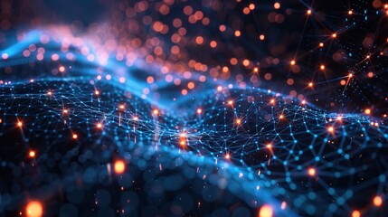 Obraz premium Digital backdround ideal for technological operations, neural networks, AI, data transmission and encryption