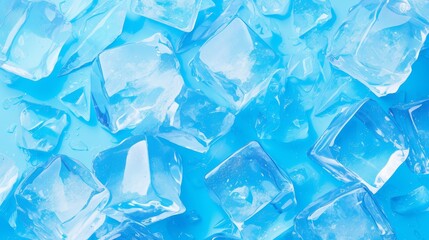 Obraz premium Ice cubes are lying on the blue background forming a refreshing texture