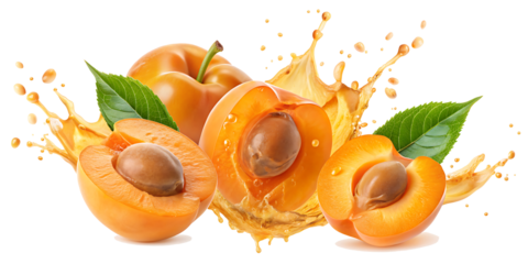 Set of apricot juice splash isolated on white background. PNG AI GENERATED