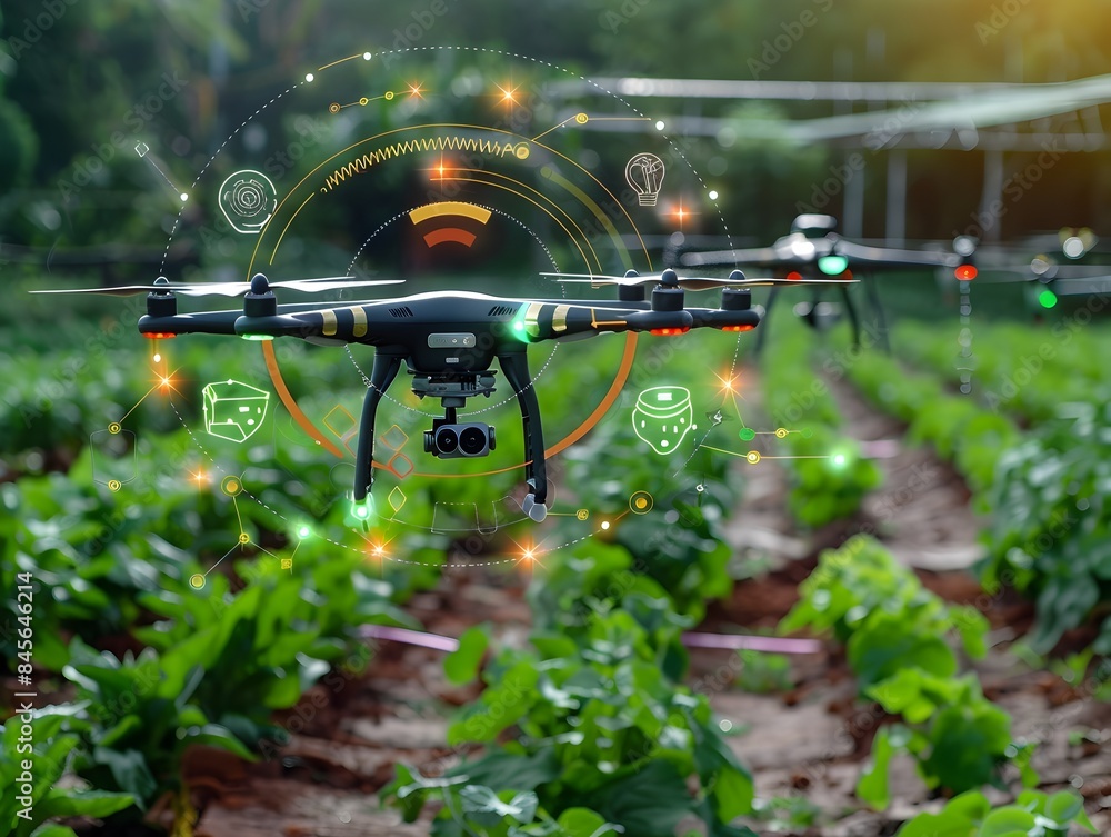 Poster autonomous agricultural drones and sensors enhancing smart farming practices
