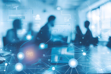 Fototapeta premium Digital Synergy: Business Teams Connecting over Big Data