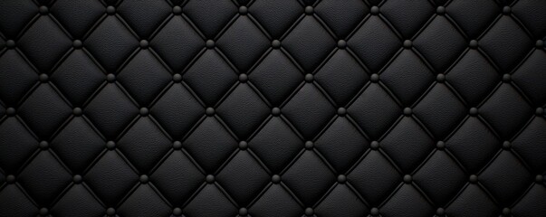 Black leather upholstery with buttons forming a diamond pattern background