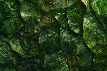 close up horizontal image of green leaves pattern background