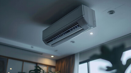 Obraz premium Interior room with ceiling mounted cassette type air conditioner