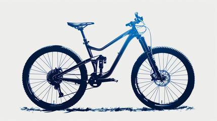 Fototapeta premium A silhouette of a mountain bike with large tires and a sturdy frame, suitable for off-road cycling.