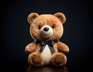 Obraz premium Cartoon teddy bear doll in oversize fashion style on black background