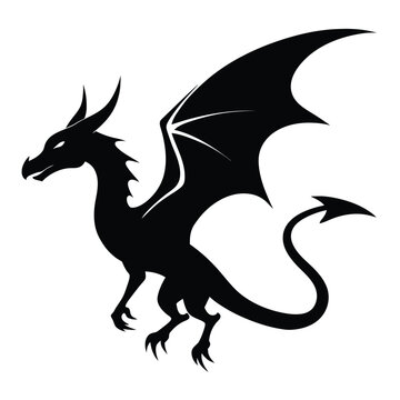 recommend clip art: Flying dragon silhouette vector illustration on white background