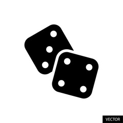 Two dice, Random button vector icon in glyph style design for website, app, UI, isolated on white background. Vector illustration.