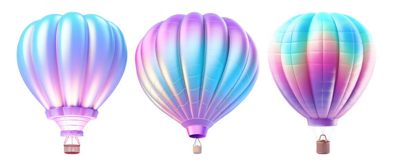 3D iridescent hot air balloon shape set