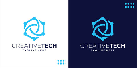 Creative Hexagon Cyber ​​Technology Logo, Suitable for Tectology Business, Design Inspiration, Illustration, Vector