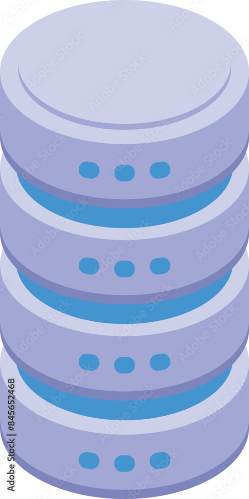 Poster isometric database server icon showing data storage for cloud computing