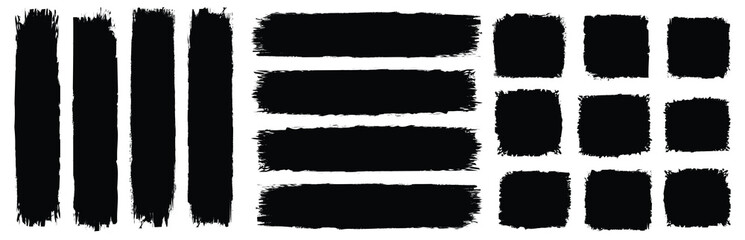 set of grunge black paint, ink brush strokes. brush collection isolated on white background. Trendy brush stroke for black ink paint,grunge backdrop, watercolor design.
