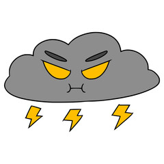 cloud thunder cartoon illustration hand drawn isolated vector	
