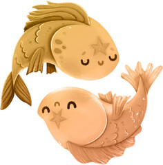 Zodiac Sign - Hand Drawn Illustration - Fishes