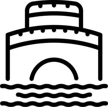 recommend clip art: Simple line icon of an ancient roman aqueduct carrying water over a river