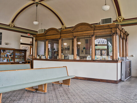 Ticket counter in the Marion Ohio train depo 2024