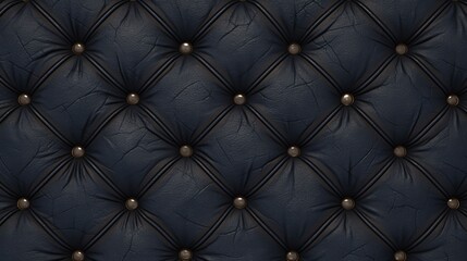 Dark blue leather upholstery with buttons is forming a luxurious diamond pattern