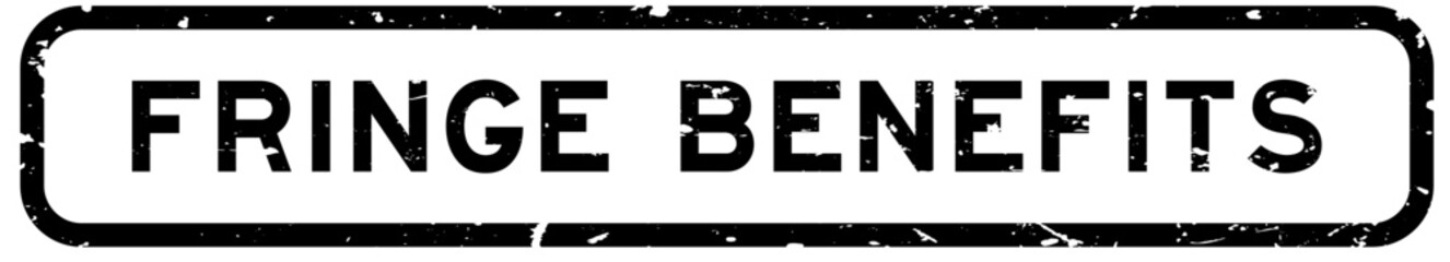 Grunge black fringe benefits word square rubber seal stamp on white background