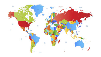 World map. Modern color vector map. Silhouette map.	
