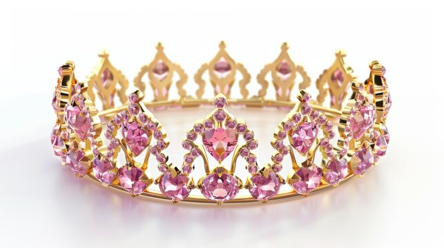 Elegant Gold Crown with Pink Gemstones - Generative AI - Powered by Adobe