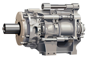 a piston pump for heavy duty equipment. Cross Section of piston pump for heavy duty equipment