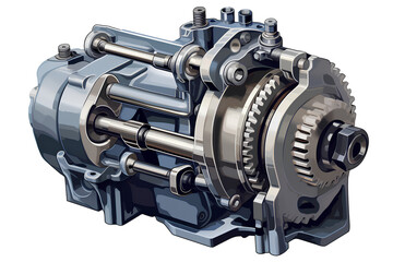 a piston pump for heavy duty equipment. Cross Section of piston pump for heavy duty equipment