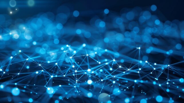 Abstract Network Connections in Blue, Generative AI