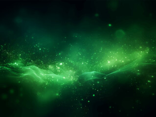 Green and glow Christmas particles and sprinkles for a holiday event. Background with sparkles and glitters