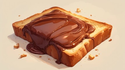 Toasted slice of bread with chocolate spread melting on top
